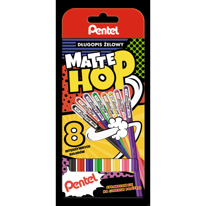 Długopis żelowy MATTEHOP 1mm kpl 8 szt K110V-ST8