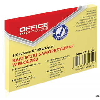 uniwersalne karteczki, w żółtym neutralnym kolorze, idealne do przekazywania wiadomości_ilość karteczek: 1x100 w rozmiarze 101x7