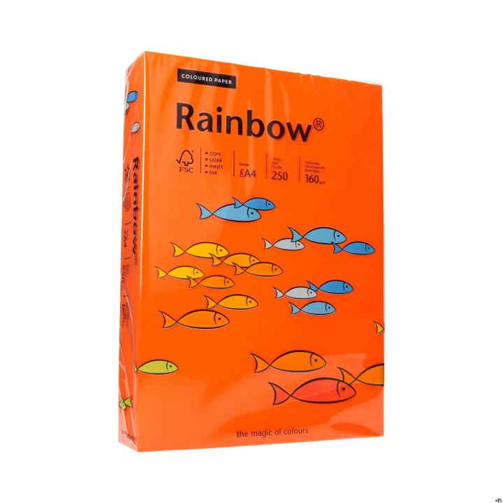 Papier xero kolorowy A4 160g 250 ark. RAINBOW R26 ciemnopomarańczowy 88042461