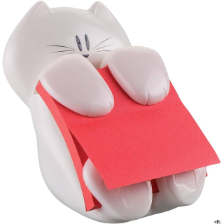 Podajnik do bloczków samoprzylepnych POST-IT Kotek biały, w zestawie 1 bloczek Super Sticky Z-Notes