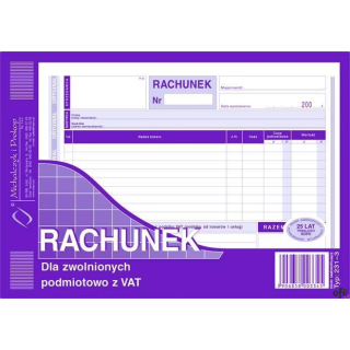 231-3 Rachunek A5 dla zwolnionych podmiotowo z VAT (poziom) MICHALCZYK i PROKOP