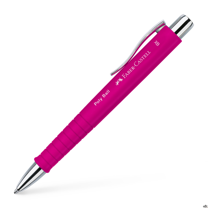 Długopis automatyczny Poly Ball Faber-Castell w kolorze matowym różowym. To połączenie klasyki i nowoczesności z funkcjonalności