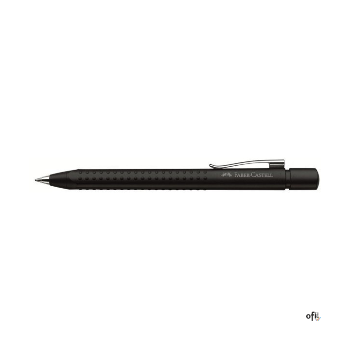 Długopis automatyczny z serii Grip 2011 Faber-Castell w kolorze czarnym matowym. Zaprojektowany dla niestrudzonego pisania, przy