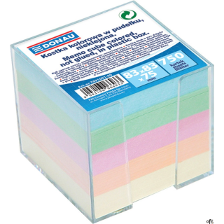 ekologiczna kostka w pojemniku, karteczki nieklejone_gramatura: 80gsm_ilość karteczek: 750_rozmiar karteczki: 83x83mm_wysokość k