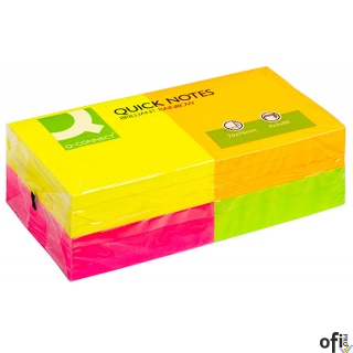 Bloczek samoprzylepny Q-CONNECT Rainbow, 76x76mm, 4x3x80 kart., neon, mix kolorów