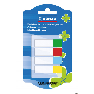 doskonałe do oznaczania ważnych dokumentów, zaznaczania stron w książkach_ilość zakładek: 4x20 w rozmiarze 12x45mm_wykonane z fo