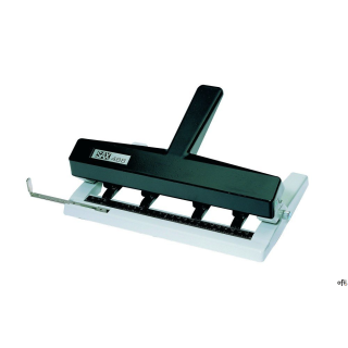 Metalowy, regulowany mechanizm, metalowa obudowa_posiada ogranicznik formatu: A5/Q1/Q2/A4/F/A3/A2_dziurkuje do 25 kartek_na 4 dz