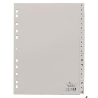 Z wytłoczonymi literami do alfabetycznego podziału. Międzynarodowy alfabet Podział: 20 kartek Format: A4 pionowy Wysokość x szer