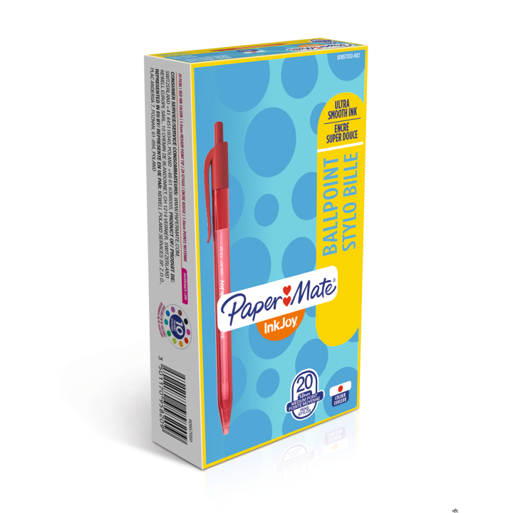 Automatyczny plastikowy długopis Paper Mate InkJoy 100 RT posiada ergonommiczną obudowę, w trójkątnym kształcie. Ponadto długopi