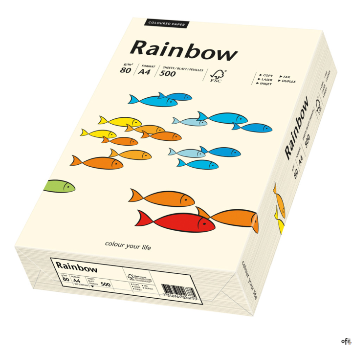 Papier xero kolorowy A3 80g 500 ark. RAINBOW R03 kremowy 88042252