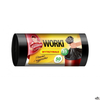ekologiczne - worki na śmieci z regranulatukolor: czarnepojemność: 35 litrówilość: 50 sztukdługość worka: 57 cmszerokość worka: 