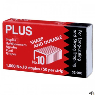 Zszywki nr 10 szer. 8,5mm wys. 4,7mm gr. 0,5mm 1000 zszywek, 30089 Plus