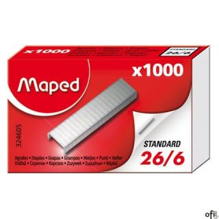 Zszywki Maped 26/6 1000 szt pudełko. Zszywki wykonane z wysokiej jakości galwanizowanej stali. Charakteryzują się duża twardości