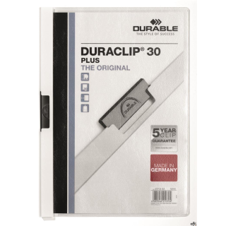 DURACLIP_ Plus, skoroszyt zaciskowy A4, 1-30 kartek, przednia okładka w formie przezroczystej kieszeni do prezentacji i ofert. 