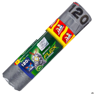 JAN NIEZBĘDNY Worki na śmieci , magnum flex&strong, LDPE, z taśmą, 120l, 8szt., czarne 12736