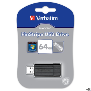 Napęd PinStripe USB Drive 64GB - czarnyPorty USB są aktualnie dostępne w prawie każdym komputerze, instalowane są w odtwarzaczac