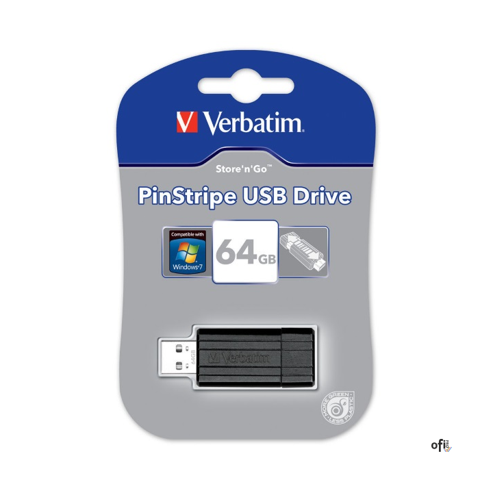 Napęd PinStripe USB Drive 64GB - czarnyPorty USB są aktualnie dostępne w prawie każdym komputerze, instalowane są w odtwarzaczac