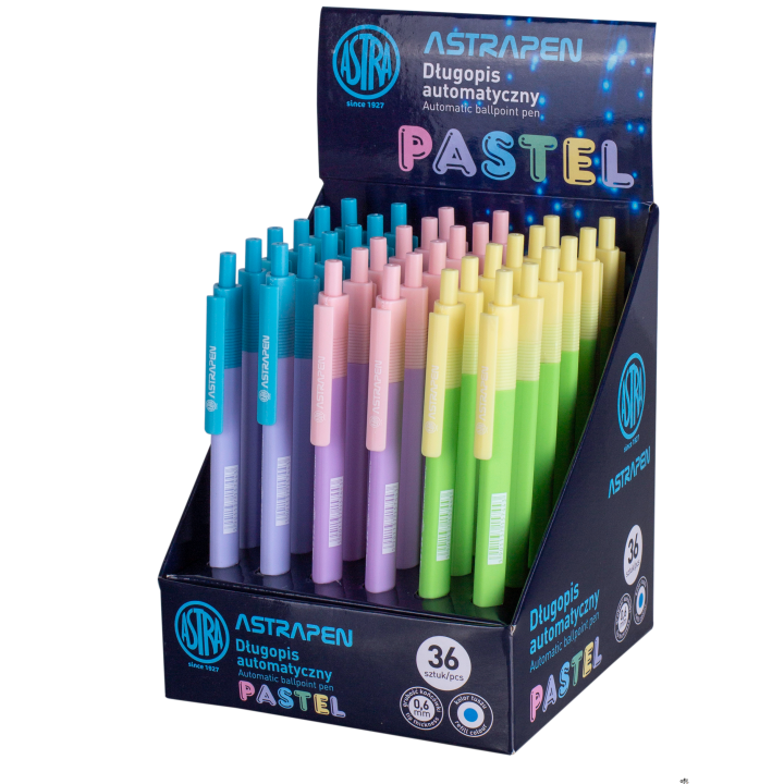 Długopis automatyczny Astra Pen Pastel 0,6mm, display 36 sztuk, 201121001