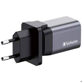 Ładowarka ścienna GaN 35 W firmy Verbatim łączy w sobie jeden port USB-C PD 35 W i jeden port USB-A QC 3.0 w eleganckiej obudowi
