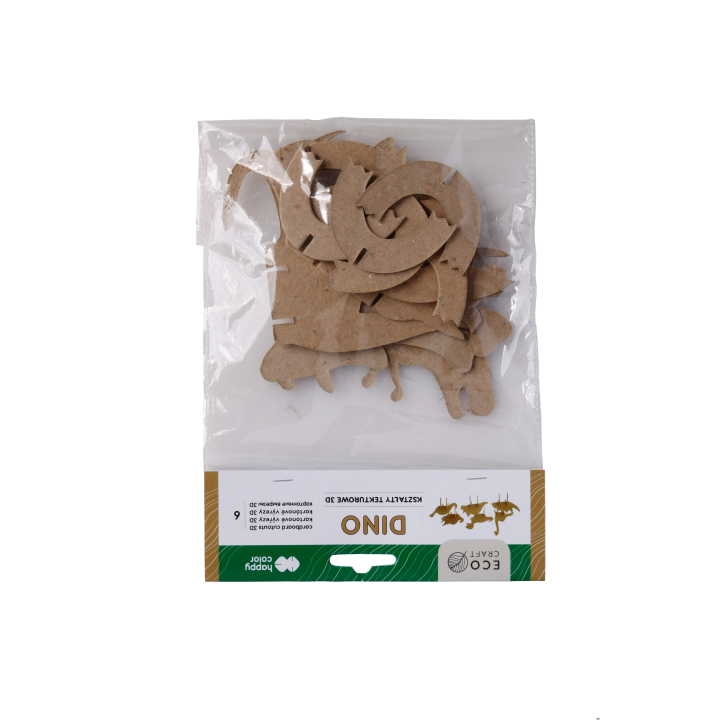 Zestaw kształtów tekturowych 3D, DINO, 6 szt, 15, 12 cm, Happy Color HA 4513 1512-DN6