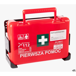 Apteczka pierwszej pomocy, zakładowa.wykonana z tworzywa sztucznego (polistyren)wyposażenie zgodne z normą DIN 13157:2022plaster