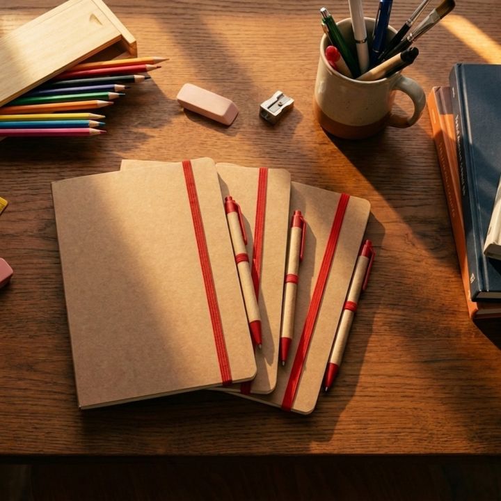 Notatnik A5 z czystymi stronami i długopisem z materiałów z recyklingu CHLOE