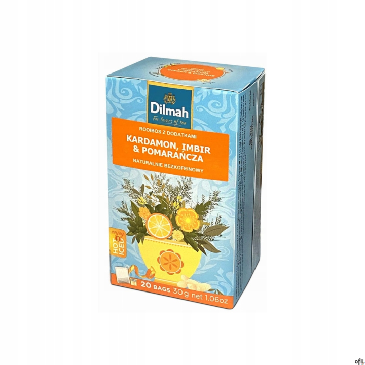 Herbata DILMAH Rooibos kardamon, imbir i pomarańcza 20t ziołowo-owocowa