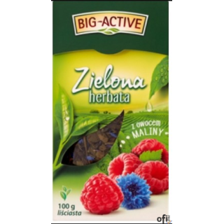 Herbata BIG-ACTIVE zielona liściasta z owocem maliny 100g