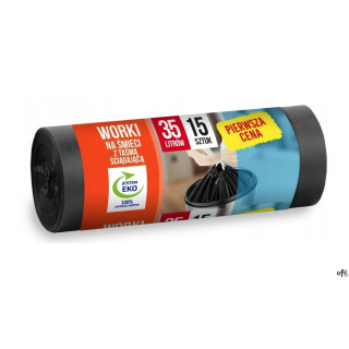 ANNA ZARADNA Worki 35l na śmieci LDPE (15 szt. ) czarne z taśmą 18963 SALE
