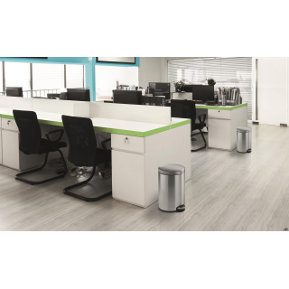 Kosz na śmieci, metalowy, okrągły 12 z pedałem Srebrny 340123 DURABLE