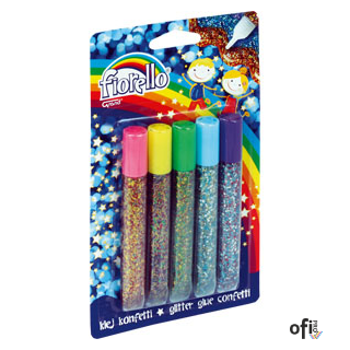 Klej brokatowy konfetti FIORELLO GR-KK13 B5, 5 kolorów x 13ml 170-2231