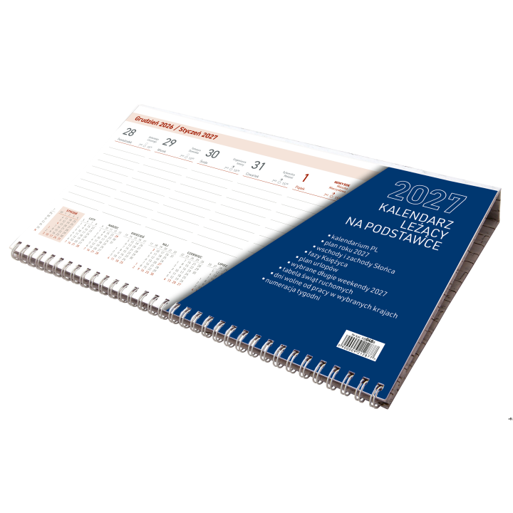 nr katalogowy:&nbsp;KB048Bukład: tygodniowyilość stron: 60papier bialy 70g/m2format kalendarium: 292 x 155 mmdruk: 2+2format kalendar