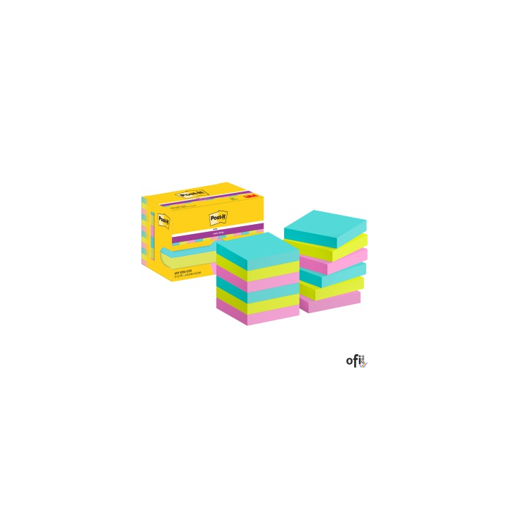 Karteczki samoprzylepne POST-IT Super Sticky Notes, 47,6x47,6mm, 12x90 kart., paleta Cosmic, 3M-4064035065737
