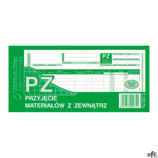 352-8 PZ przyjęcie materiałów z zewnątrz, 1/3 A4 80 kartek, MICHALCZYK&PROKOP