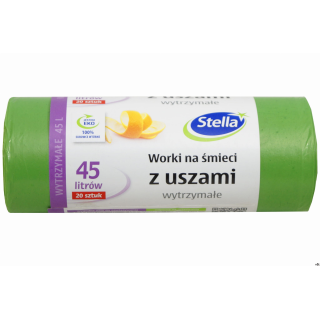 STELLA Worki 45l na śmieci, z uszami, zielone (20 szt.) 032884