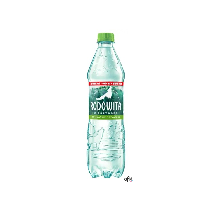 RODOWITA Z ROZTOCZA Woda 0.6L delikatnie gazowana zgrzewka 12 szt. KAUCJA