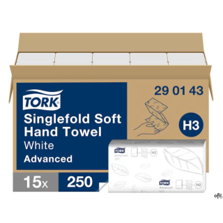 Ręcznik papierowy Tork Universal składany ZZ, 2w. makulatura, kolor, biały 3750 szt./kart, (15x250) system H3Numer artykułu 2901