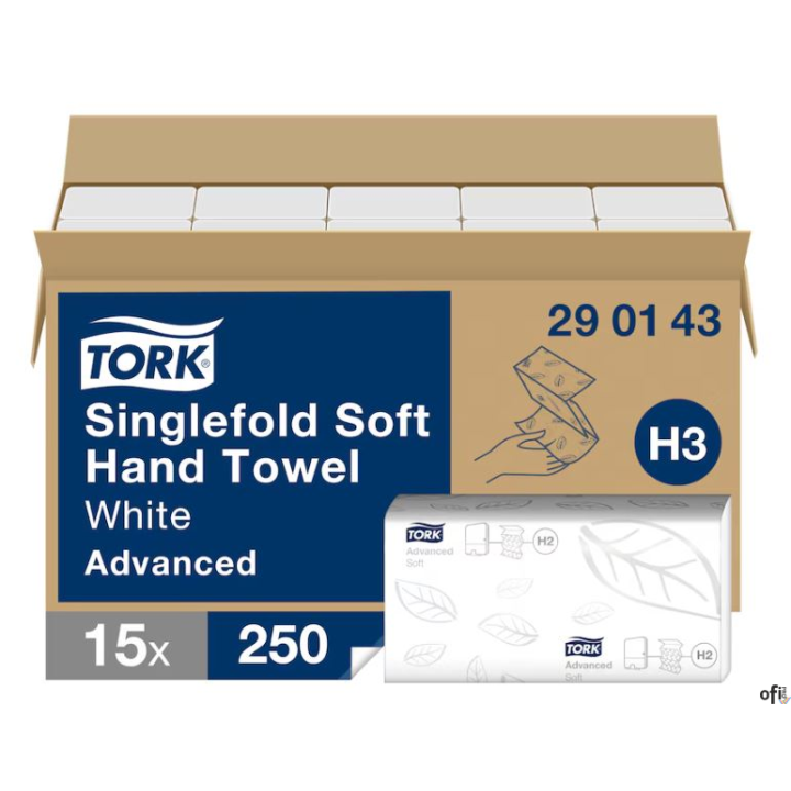 Ręcznik papierowy Tork Universal składany ZZ, 2w. makulatura, kolor, biały 3750 szt./kart, (15x250) system H3Numer artykułu 2901