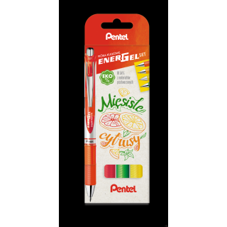 Pióro kulkowe ENERGEL 0,7 mm,  kpl.4 kolory MIĘSISTE CYTRUSY BL77-ST4BFGKPL PENTEL