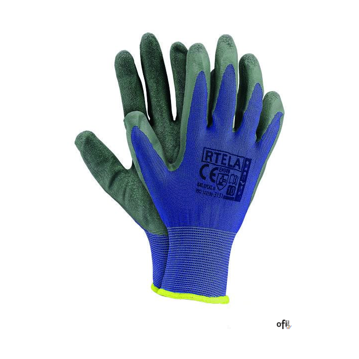 Rękawice powlekane niebiesko-szary rozmiar 7 RTELA