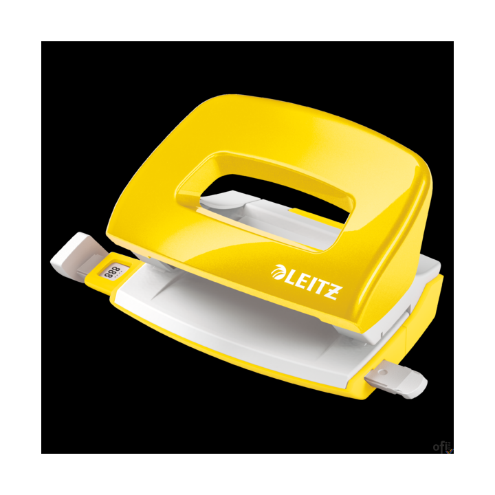 Dziurkacz Mini metalowy Leitz WOW, żółty, 10 lat gwarancji, 10 kartek 50601016