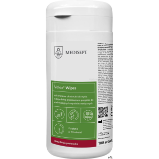 MEDISEPT VELOX WIPES Chusteczki na bazie alkoholu do szybkiej dezynfekcji powierzchni sprzętu medycznegoNumer artykułu: VELOX WI