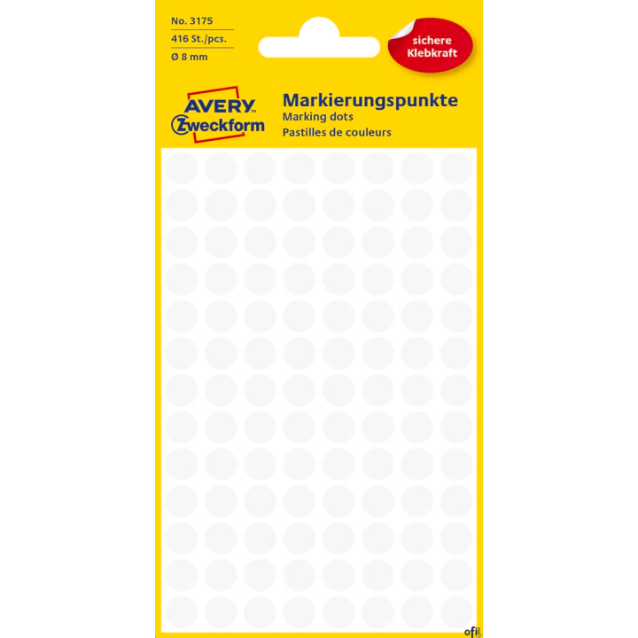Kółka do zaznaczania białe 3175 Q8 4ark Avery Zweckform