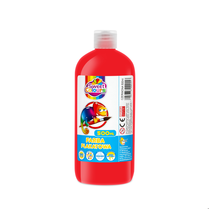 Farby plakatowe w butelce 500ml czerwona Sweet Colours 00157 OTOCKI