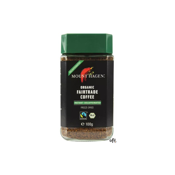 KAWA ROZPUSZCZALNA BEZKOFEINOWA ARABICA/ROBUSTA FAIR TRADE BIO 100 g – MOUNT HAGEN (op. zbiorcze 6 słoików)
