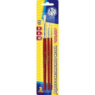 Zestaw pędzli z naturalnego włosia Astra - 3 sztuki rozmiary 2/6/12, 315111001 .