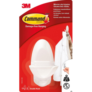 Hak łazienkowy COMMAND_ (17087), podwójny, duży, biały
