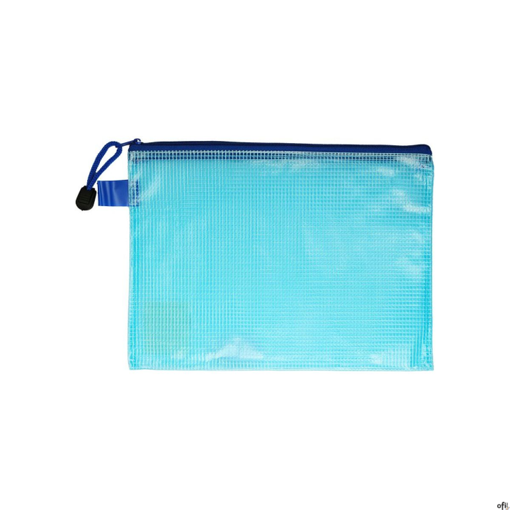 Teczka PCV Titanum A5 pozioma na zamek transparentna niebieska (ZBWA5) 302276 koperta wzmocniona  PP suwak