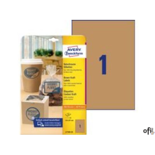 Brązowe etykiety na produkty, A4, 25 ark./op., 210 x 297 mm, AVERY ZWECKFORM, L7109-25