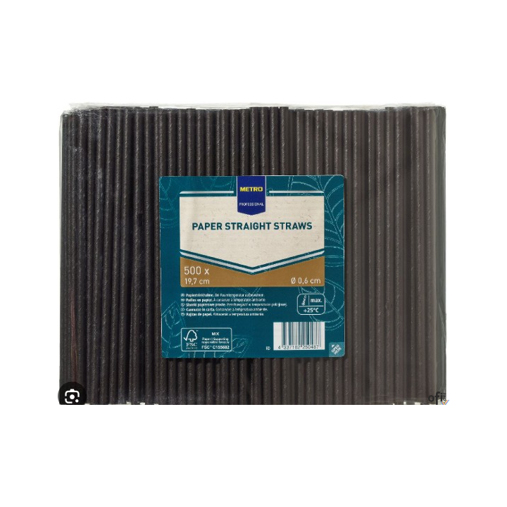METRO PROFESSIONAL Słomki papierowe czarne 14,5 cm 250 sztuk